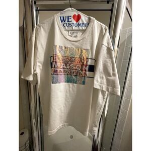 Maison Martin Margiela Shirt - White Metallic Blue  - L - Y2k Bohemian